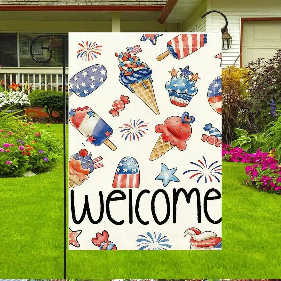 

2D-Flat Printing Floral Welcome Garden Flag, Colorful Flower Bouquet, Entryway Decor, 30x45cm Flagpole Not Included