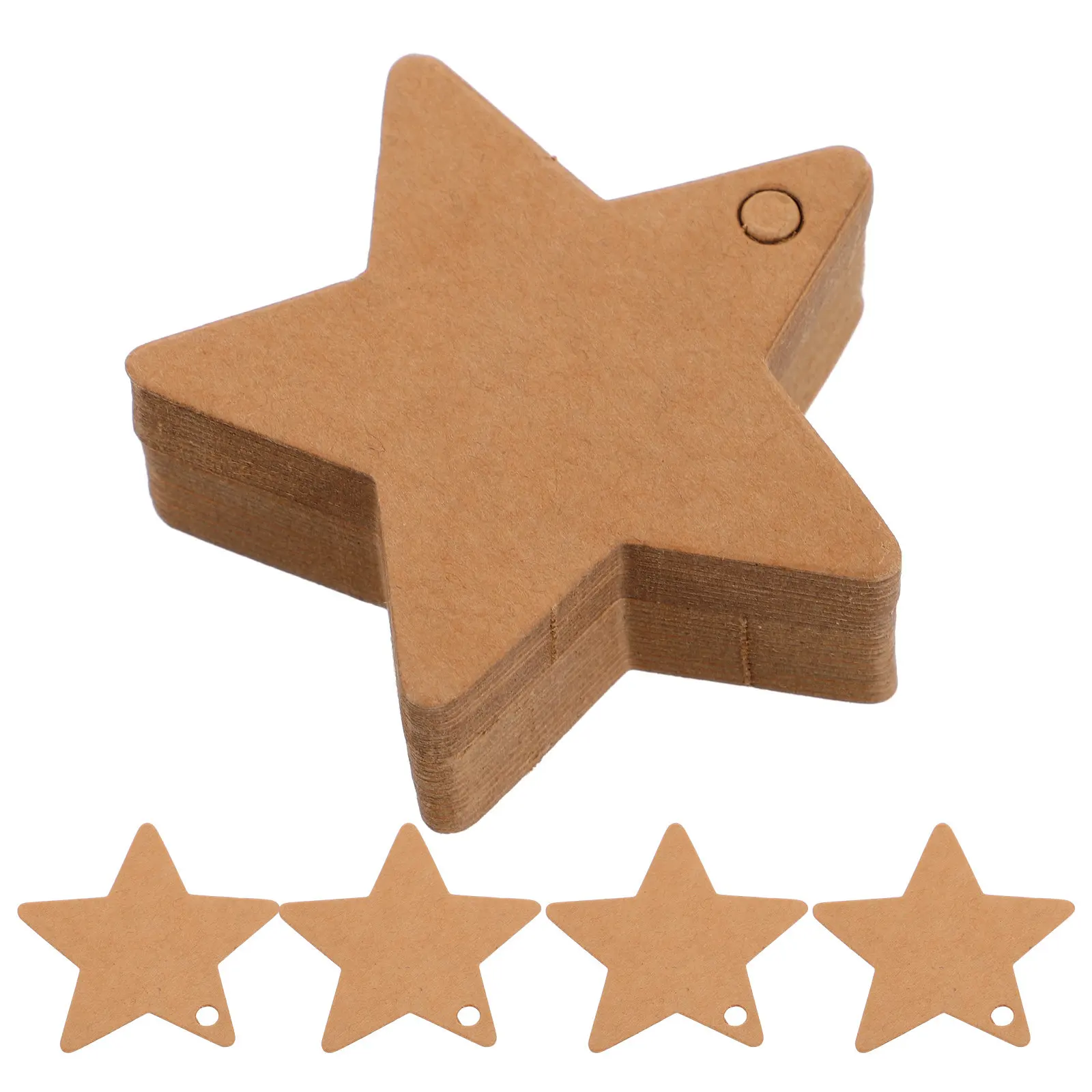 100Pcs Small Star Labels Blank Kraft Paper Hanging Tags Handcrafted Writable Present Tags for Xmas New Year Wedding Favor