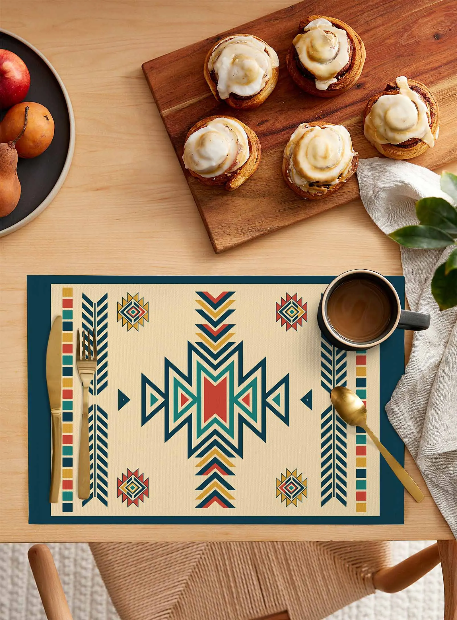 Bohemian Aztec Moroccan Rural Farmhouse Kitchen Tableware Cup Bottle Placemat Coffee Pads 4/6pcs Desktop Mats