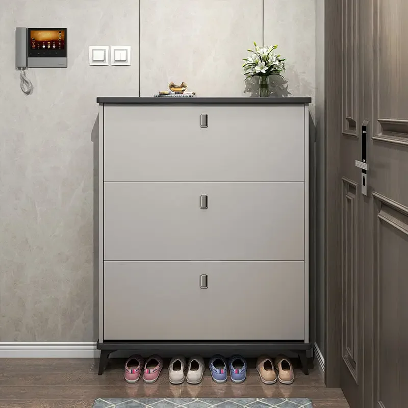 Ultra-Thin Shoe Cabinet Home Doorway Extremely Narrow Tilting Storage Fantastic Space-Saving Shoe Rack