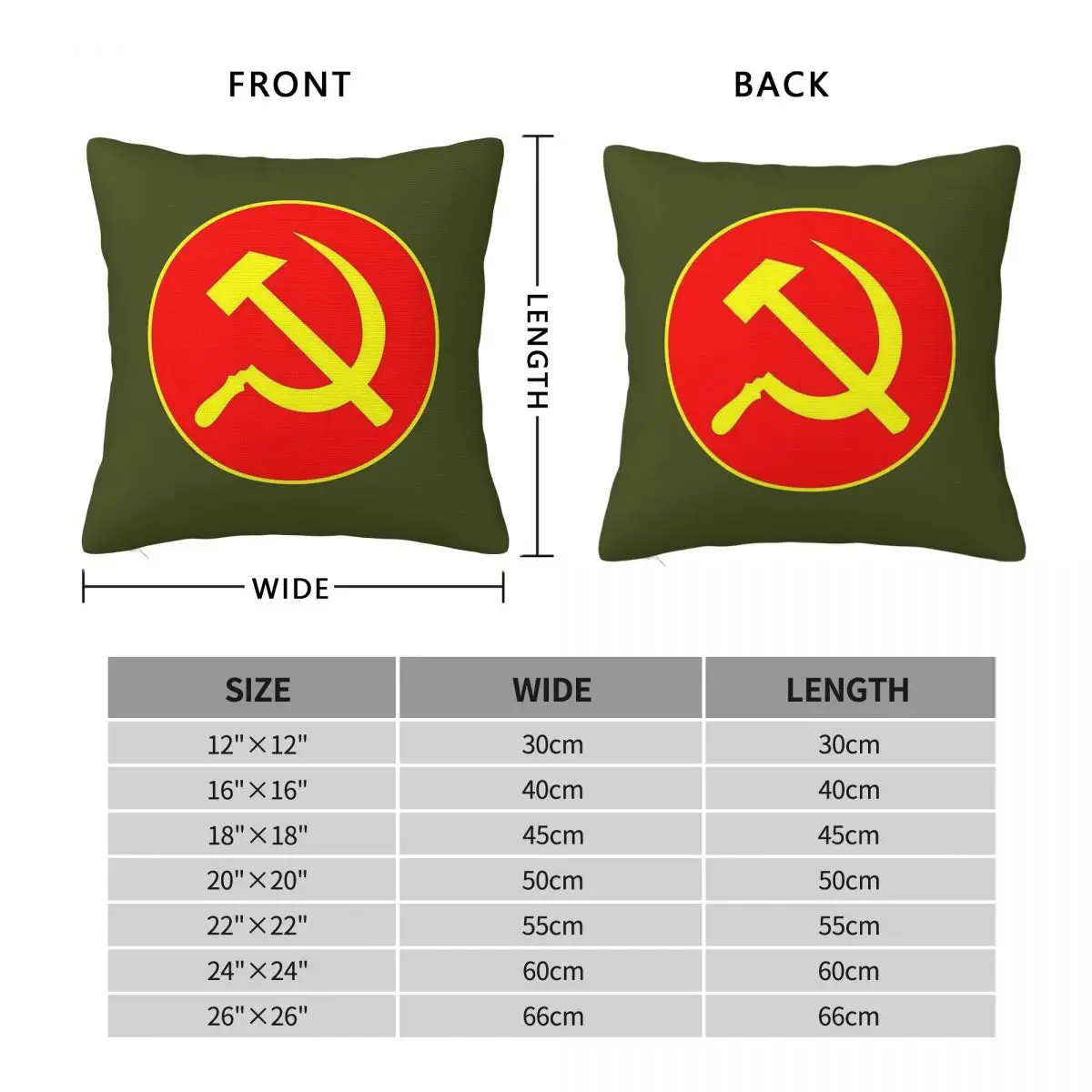 Hammer And Sickle Communism Square Pillowcase Polyester Linen Velvet Pattern Zip Decor Home Cushion Case