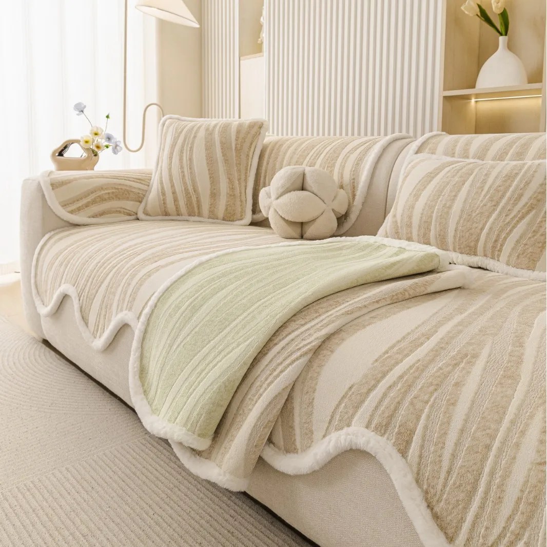 Washed Cotton Sofa Cushion Modern Seat Cushion Non-slip Jacquard Sofa Cover Homestay Four Seasons Universal Cover Cloth Towel