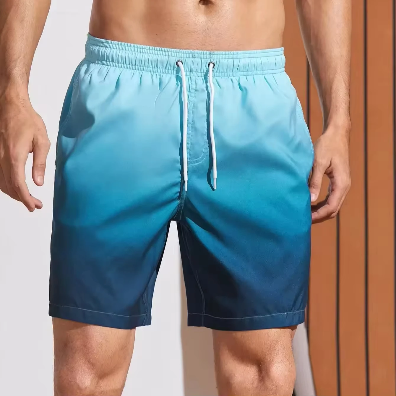 

Men's Hawaiian Beach Shorts Gradient 3D Print Men Casual Board Pants Oversized Surfing Swimsuits Drawstring Trunks Man Clothing