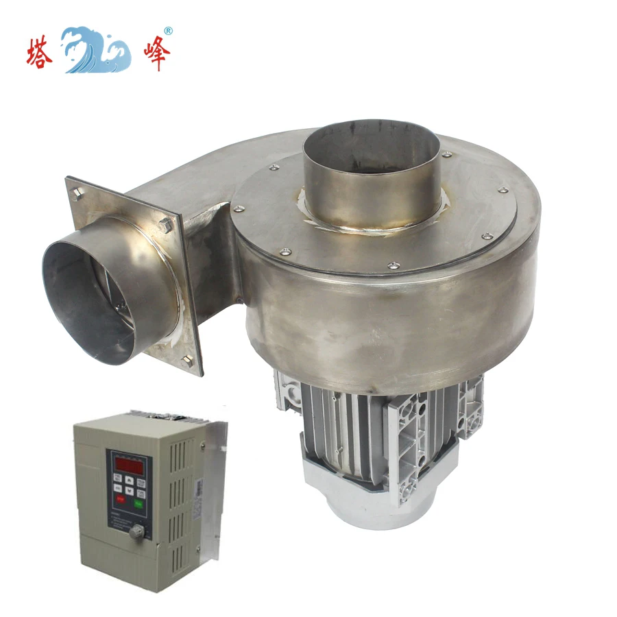 304 stainless steel 0.75kw 110mm diameterpipe industrial hot air steam resistant fan blower 380V with VFD