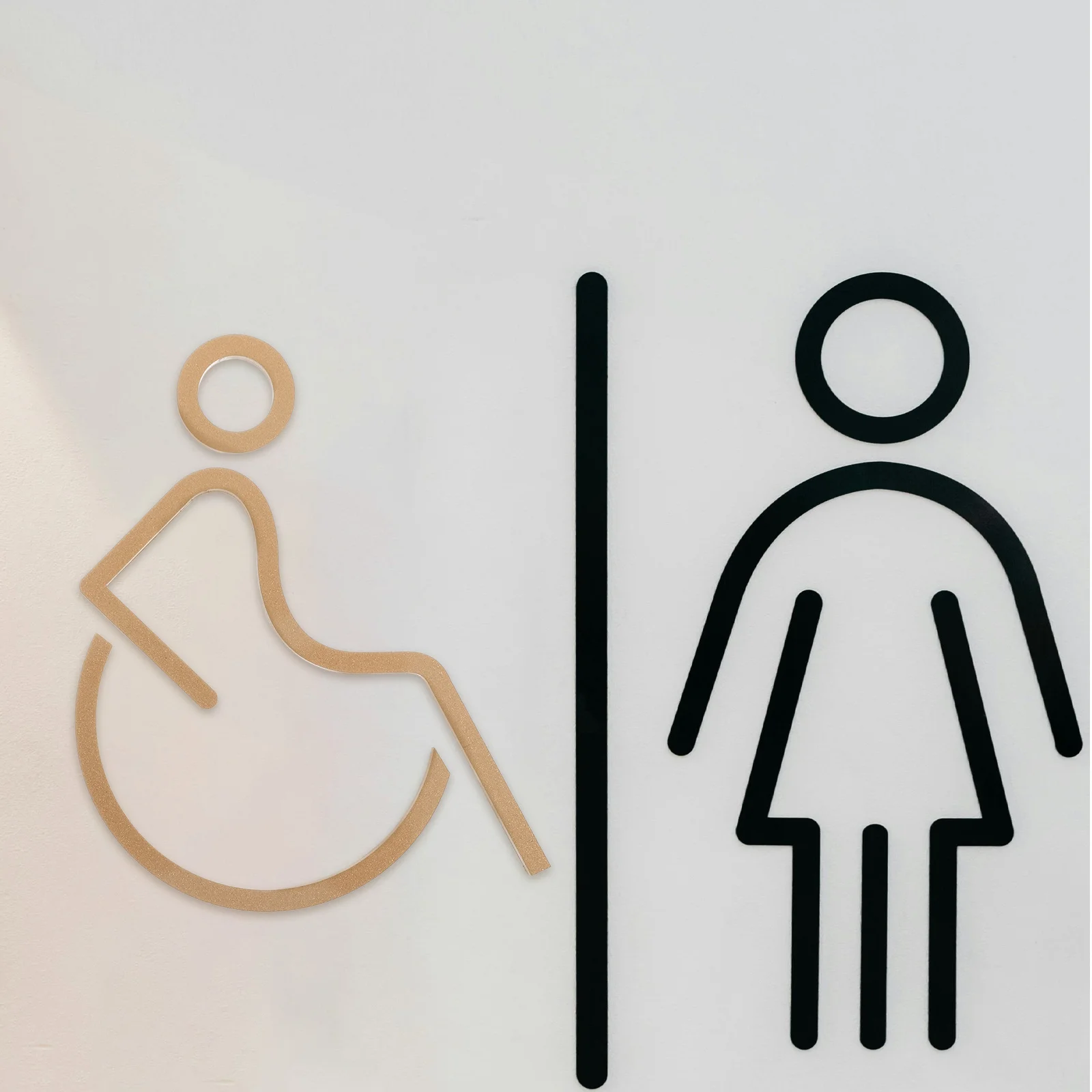 

Golden Handicap Sign Sticker: Premium Acrylic Restroom Decal with High-Contrast Wheelchair User Symbol - Ideal for Commercial