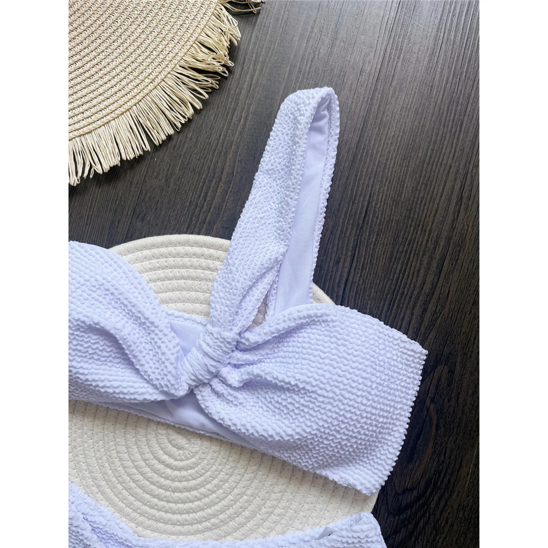 Gefältiger, einseitig gepolsterter Bikini, Damen-Badeanzug, zweiteiliger Bikini-Set, Badebekleidung, Badeanzug, Schwimmanzug V6047 – Detail 18