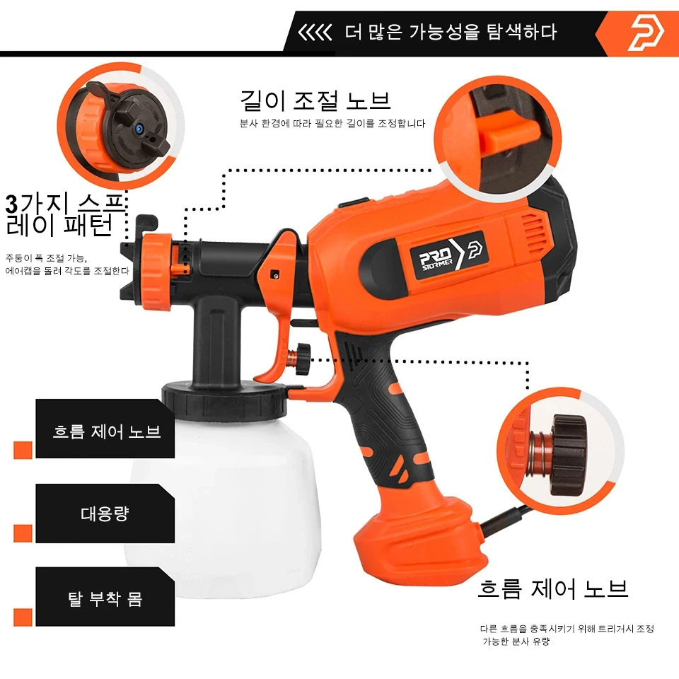 750W Electric Spray Gun 4 Nozzle Sizes 1200ml HVLP Household Paint Sprayer Flow Control Easy Spraying by PROSTORMER