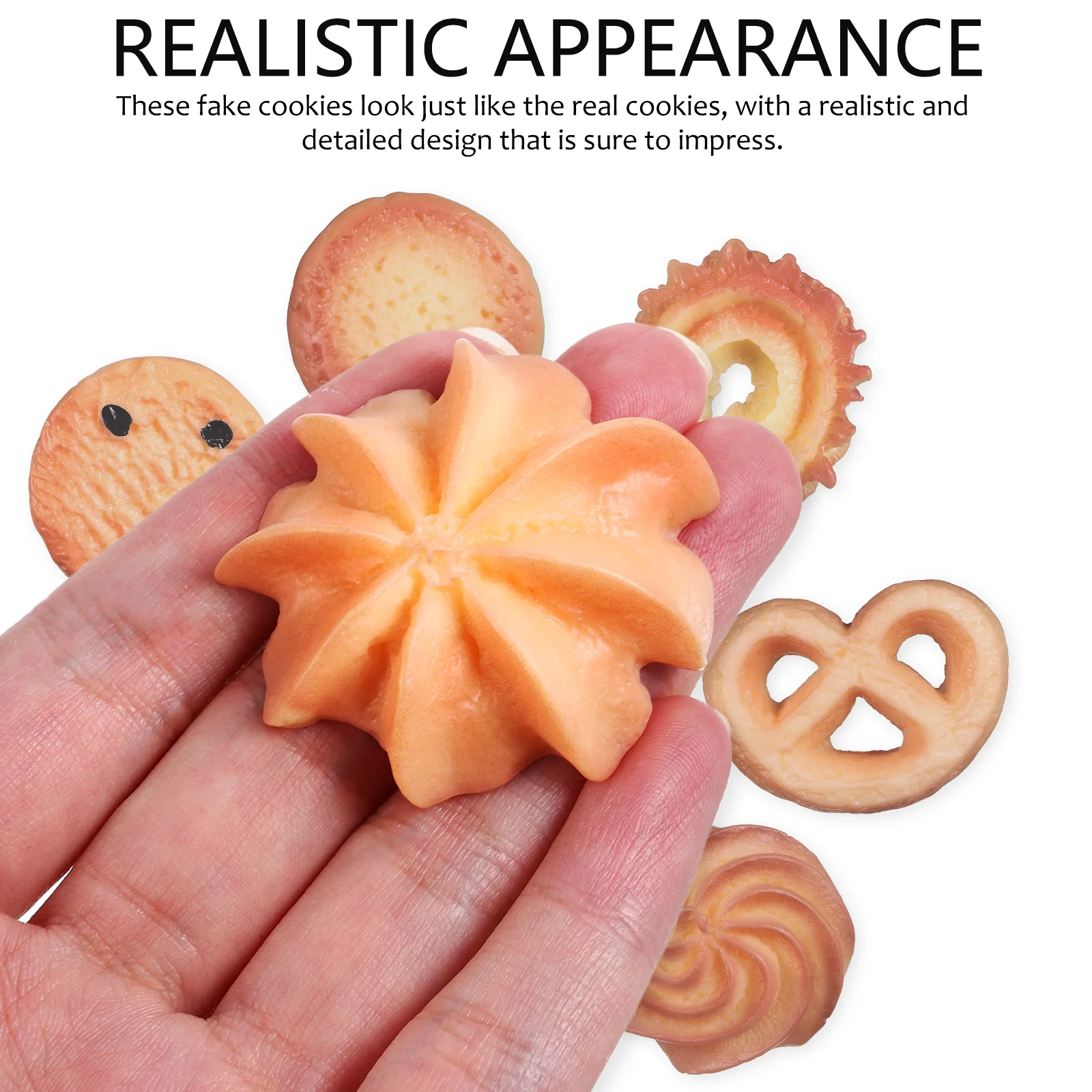 6 Pcs Cookie Accessories Biscuits Ornament Pretend Cookies Cake Decoration Fake Artificial Food Resin