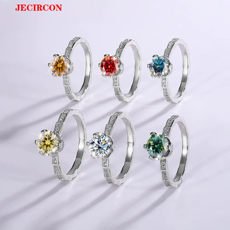 

JECIRCON Best Selling 1 Carat Moissanite Ring 6 Prong Setting S925 Silver Brilliant Diamond Fashionable Wedding Band Alternative