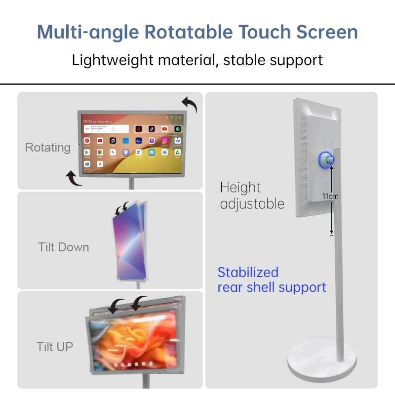Stand Tv Follow by Me Portable Tv 4K 21inch Monitor Incell Touch Screen Display Android Moving Tablet Tv Rollable Smart Mobile