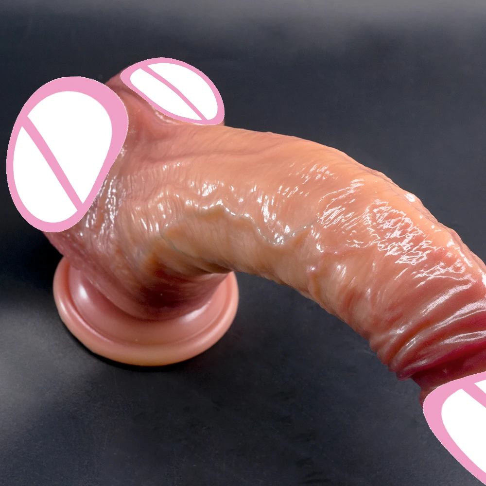 Sliding Foreskin G Spot Stimulate Realistic Simulation Dildo Soft Silicone Penis Huge Dick Suction Cup Sex Toy For Women Men