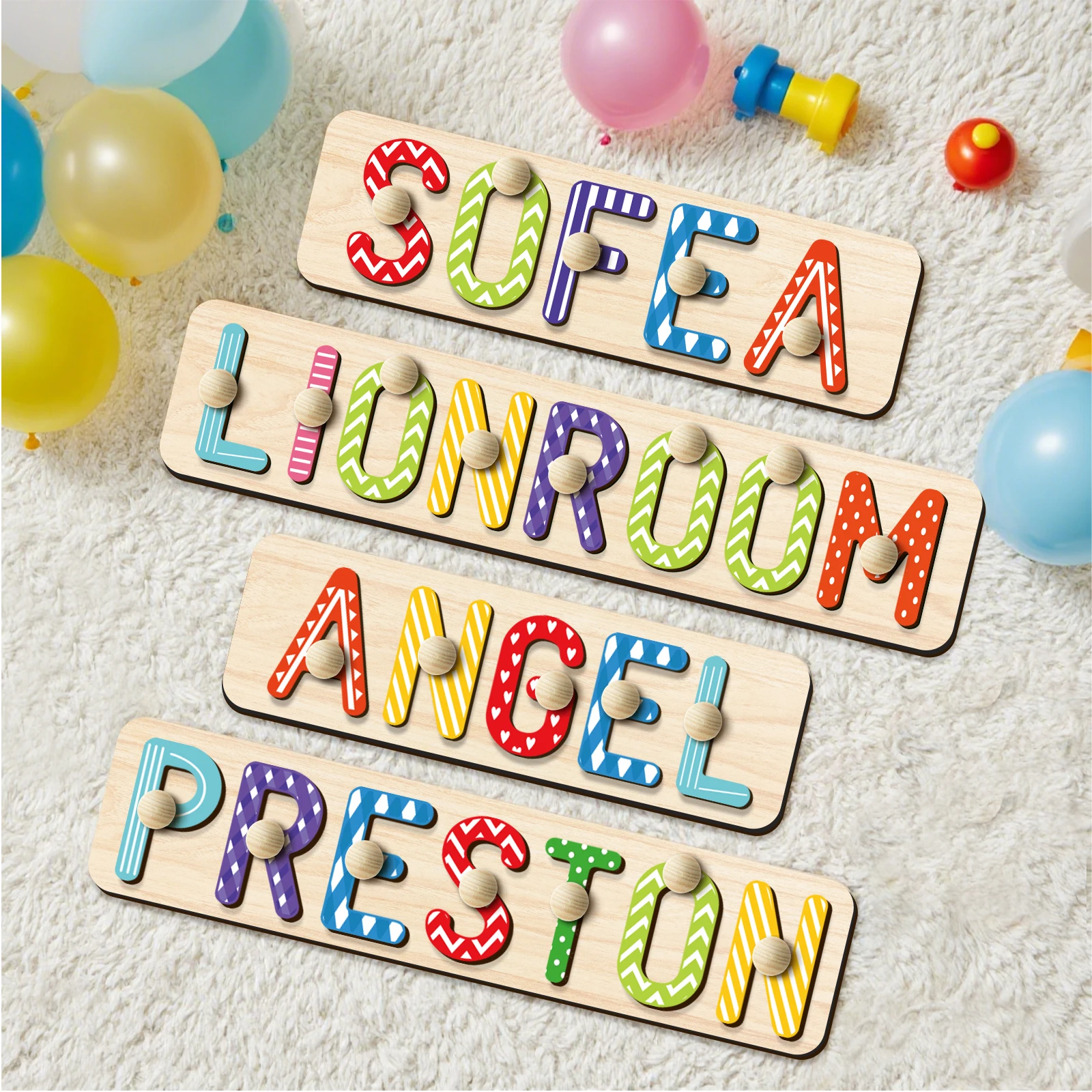 عيد الهالوين، عيد الشكر، هدايا عيد الميلاد: لغز اسم الطفل المخصص، ألعاب الحروف الأبجدية للتعلم المبكر، لغز خشبي مخصص،