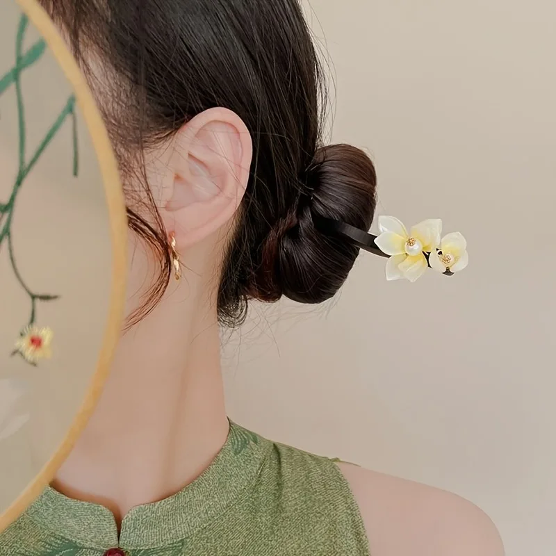 Изысканные и элегантные аксессуары для волос с цветочным узором для девочек на день рождения, красивые укладки, фиксированные палочки для волос, модный день рождения