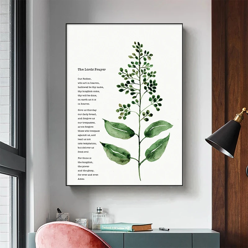 Botanical Bible Verse Print Scripture Christian Canvas Painting Poster Home Decor Wall Art Blessed Quote Picture Room Decoration