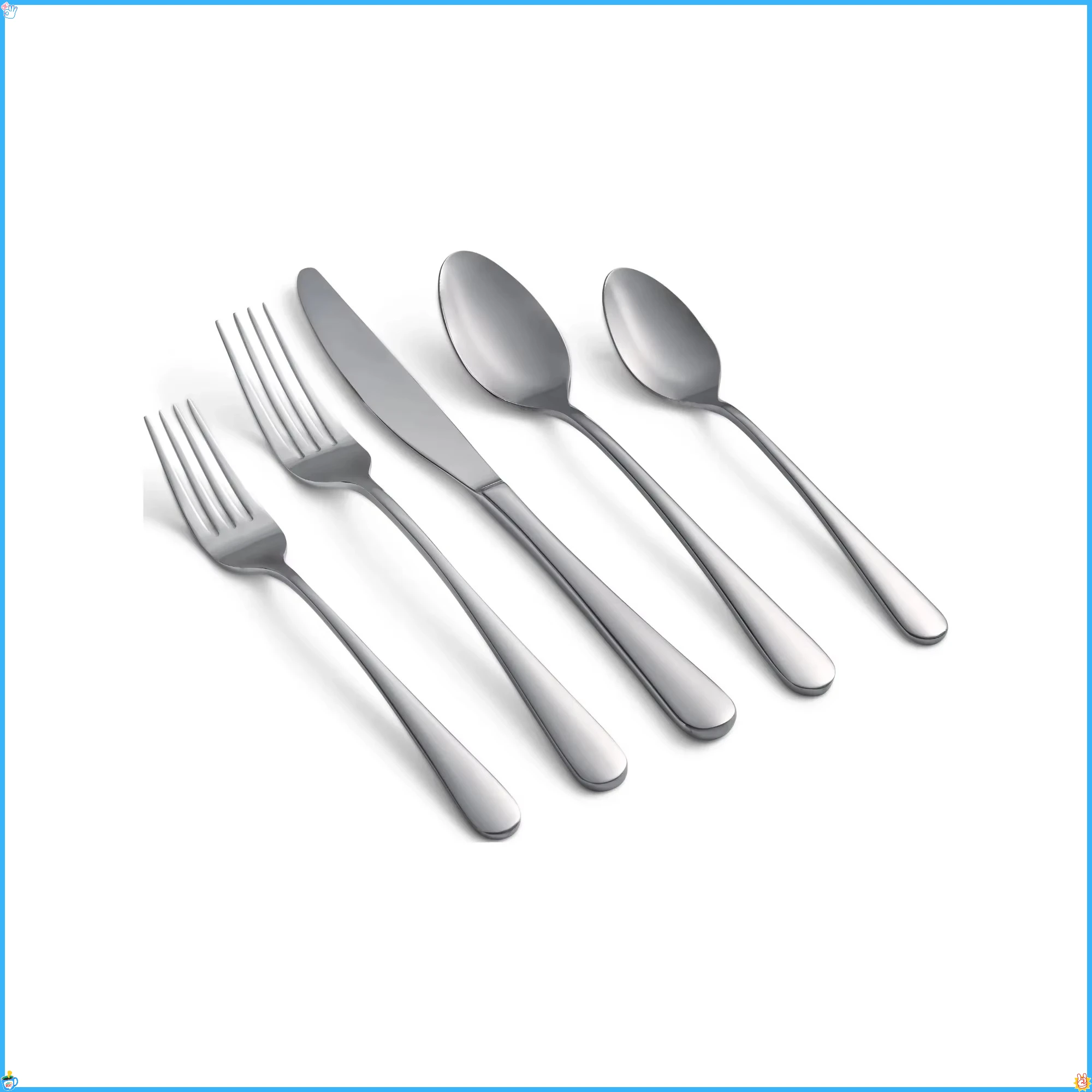 

Столовые приборы из кованой нержавеющей стали, 20 предметов — Сервис для 4 зеркальных отделки — Можно мыть в посудомоечной машине для развлечения в столовой и кухне