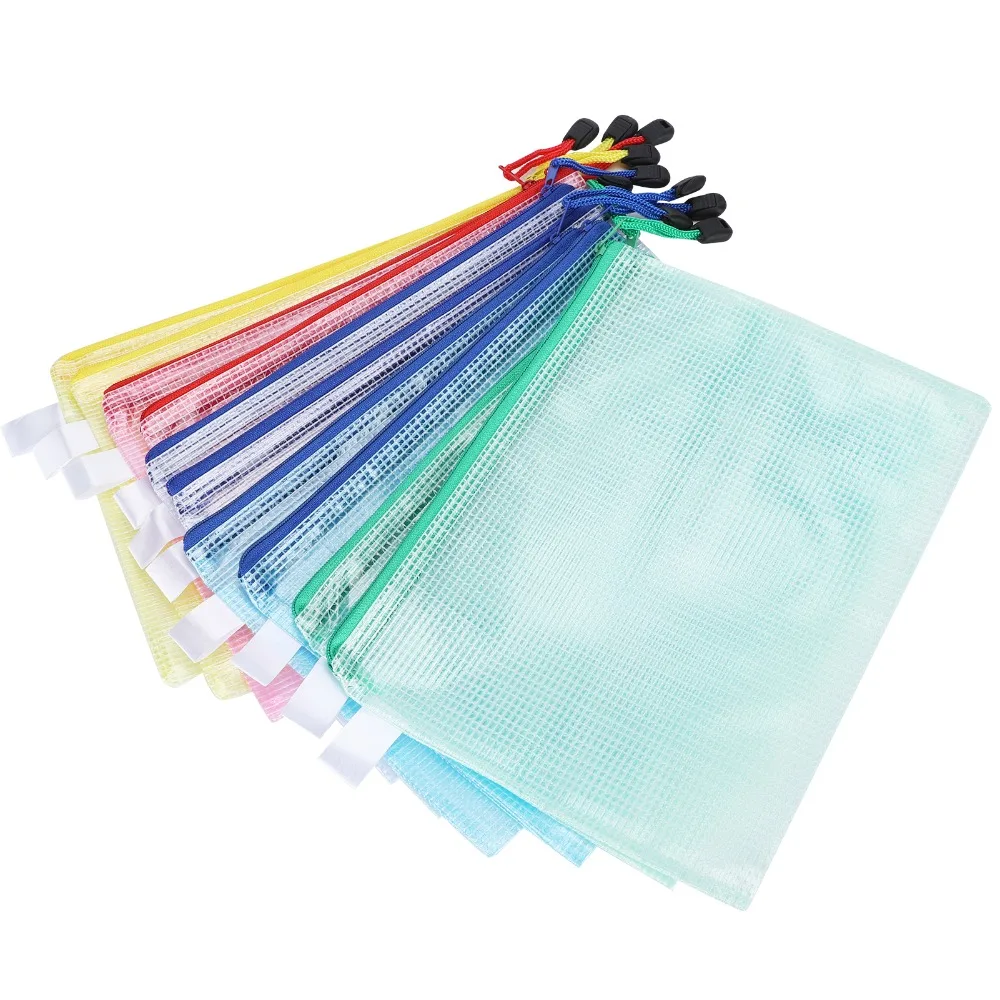 

10 шт., сумка для документов формата А5 на молнии, водонепроницаемая, 23,5*17,5 см, сетчатая сумка для документов на молнии, разноцветная, с сетчатым дизайном, канцелярские принадлежности