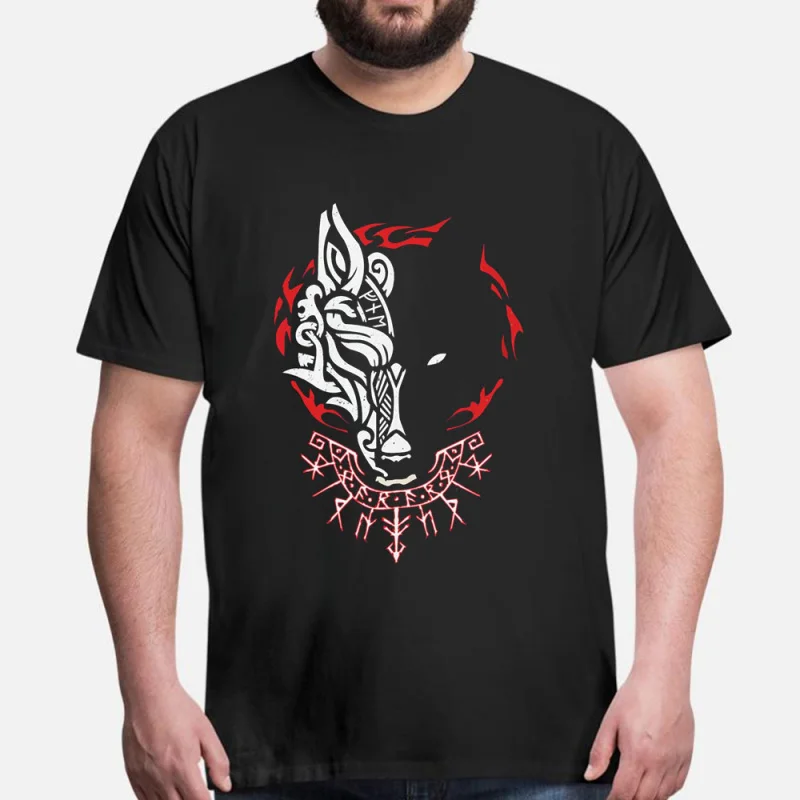 

Viking Wolf Rune Norse Tribal Fenrir Gift t shirt Short Sleeve Tee Norse Myth Valhalla Graphic Clothes All size tops S-6XL