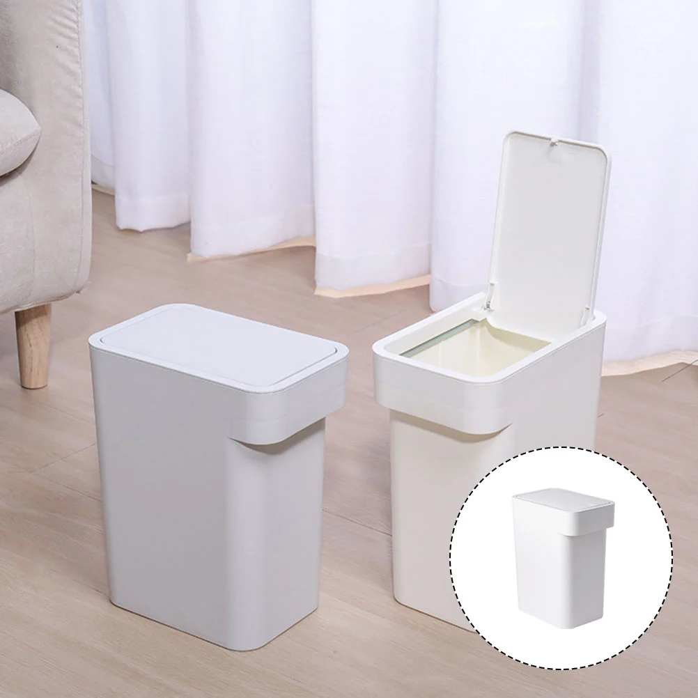 

Garbage Can Trash Office Recycle Bin Small Cans Kitchen Dust Trashcan with Lid Waste Paper Bucket Container Household