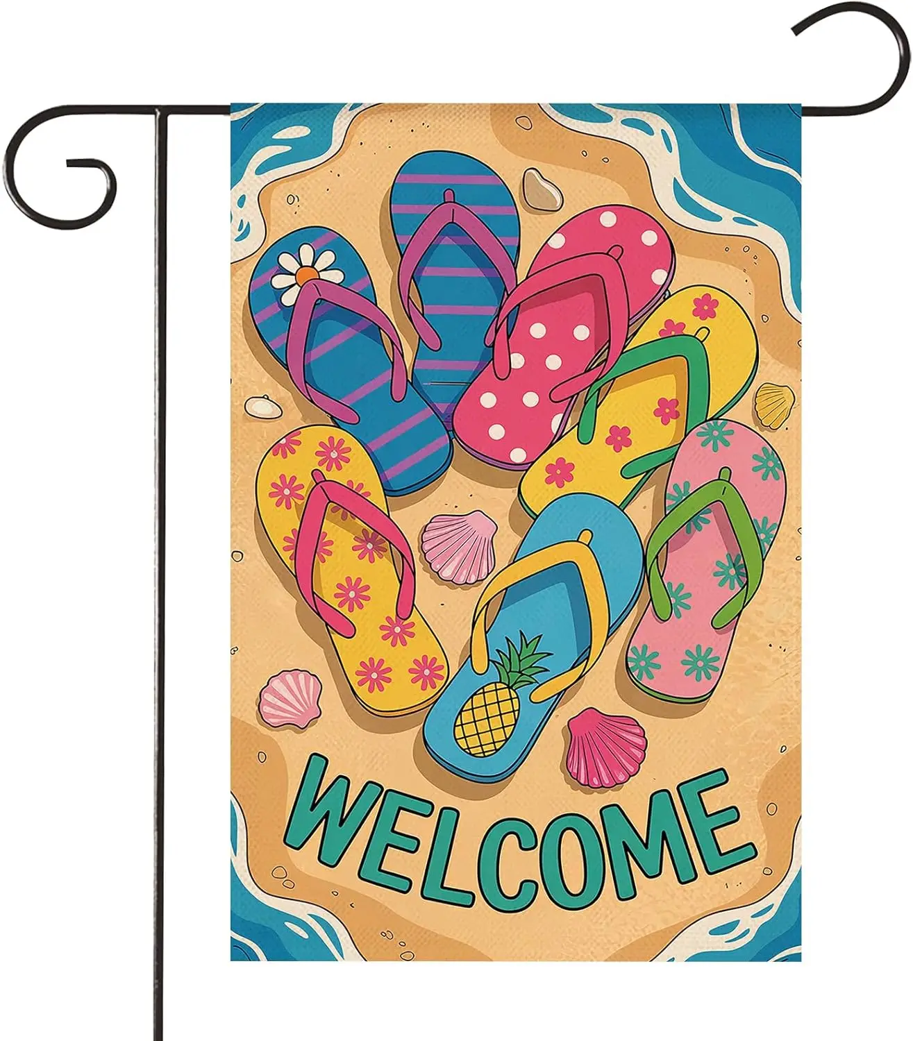 Summer Garden Flag for Outside 12x18 Inch Beach Slippers Flip-flop Double Sided Welcome Small Yard Flag Farmhouse Holiday Se jjp