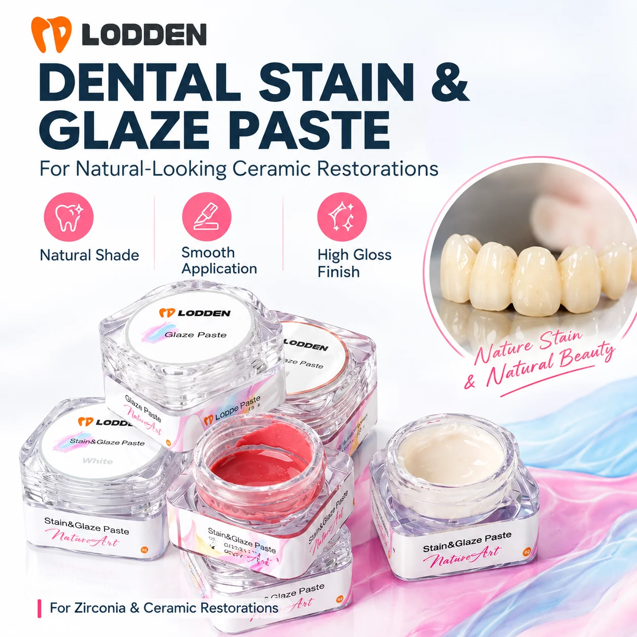 Lodden Dental Low Temperature Staining Glaze Kit 15 Shades for Natural-Looking Crowns Dental Lab Aesthetic Kit Dental Materials
