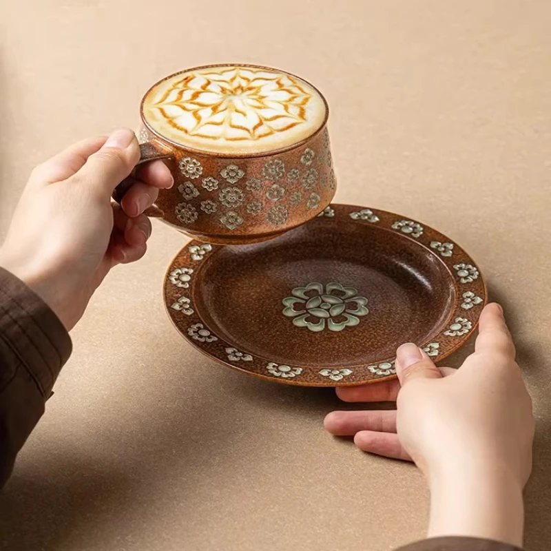 Tea Set Coffee Cup Set Ceramic Cup And Saucer Accessories Coffee Cup Set Espresso Ceramic Flatten Table Basse Cafe Accessories