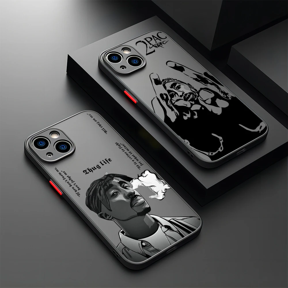 Matte luxury Phone Case For iPhone 15 14 13 12 11 Mini Pro Max X XR XSMax 8Plus Edge Funda Clear Cover Rapper 2pac Singer Tupac