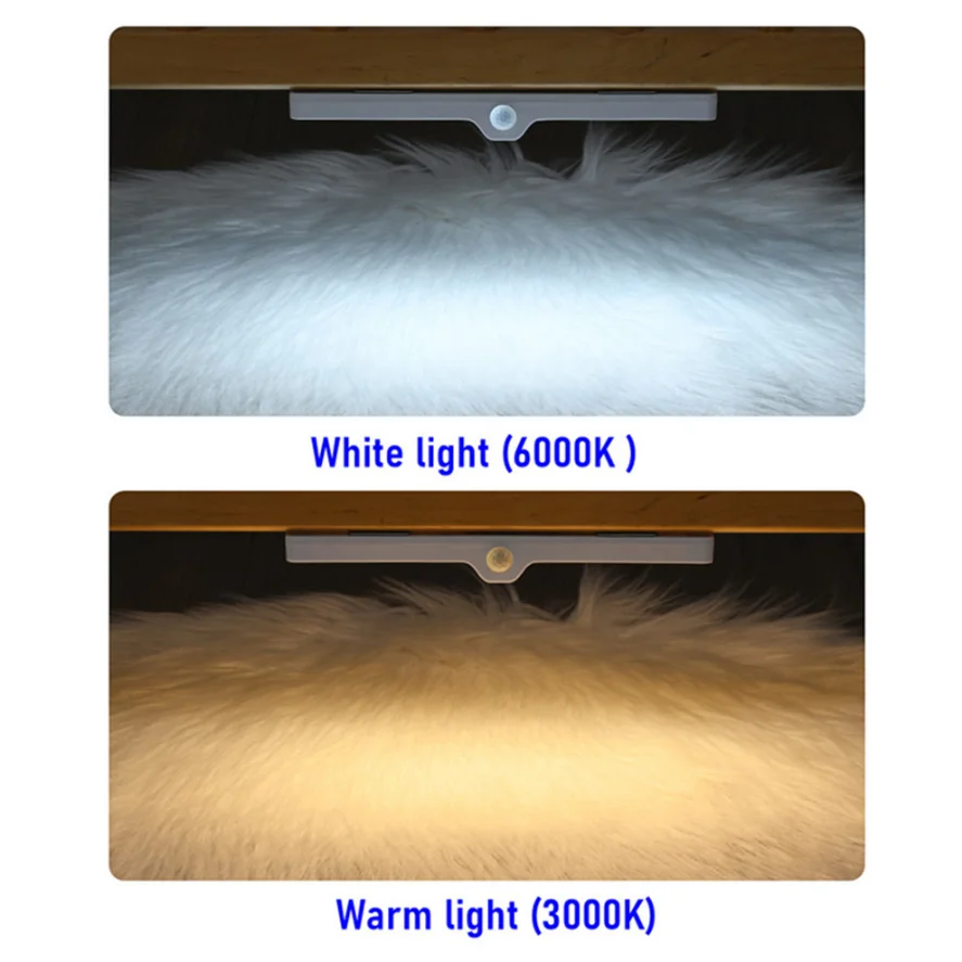 USB 충전식 LED 측면 유도 야간 조명, 모션 센서, 주방 침실 침대 아래 캐비닛 옷장 조명