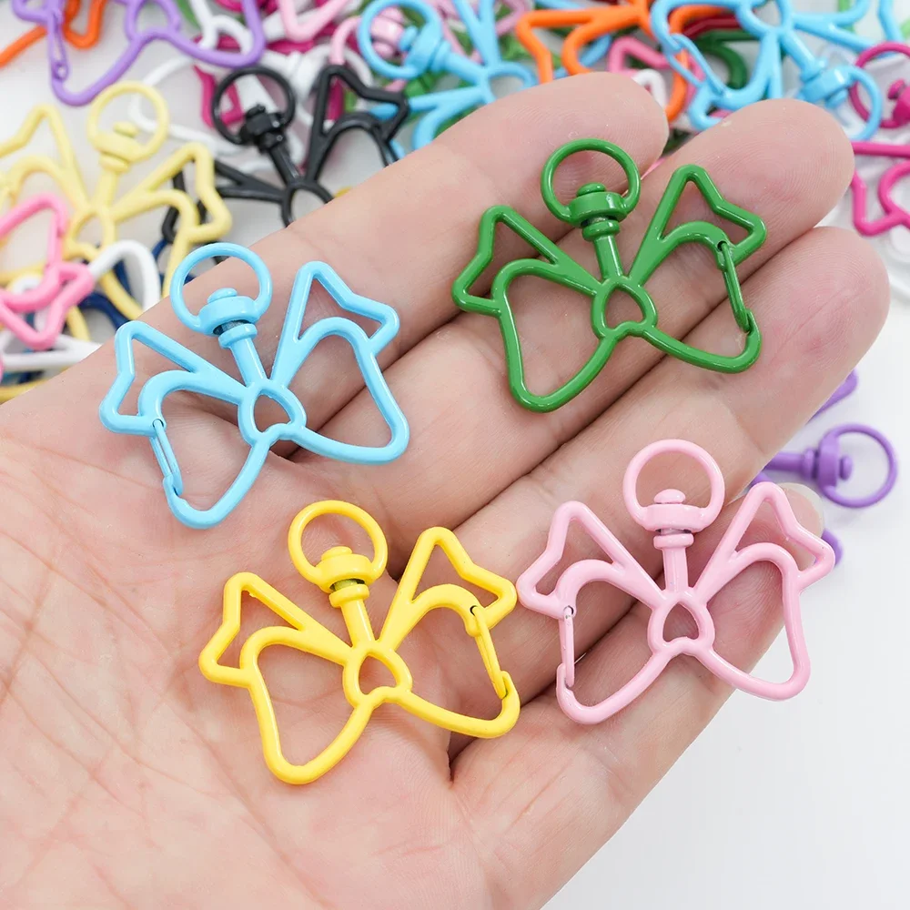 

Bow Ties Shape Trigger Clips Buckles Spring Buckle Snap Hook Lobster Clasp Hooks Split Key Ring For Diy Keychain Accessories