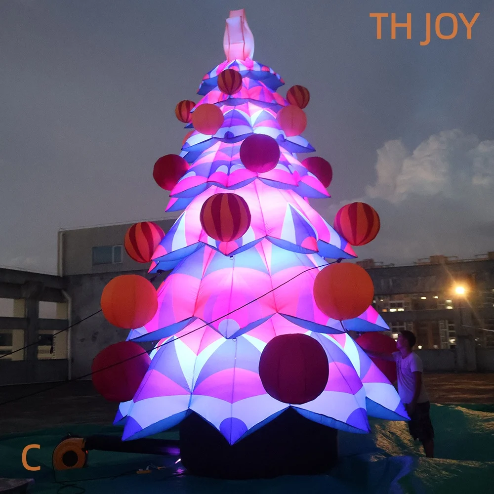 Envío aéreo rápido a puerta, decoraciones festivas, centro comercial, árbol de Navidad inflable con luz LED, globo gigante de árbol X mas
