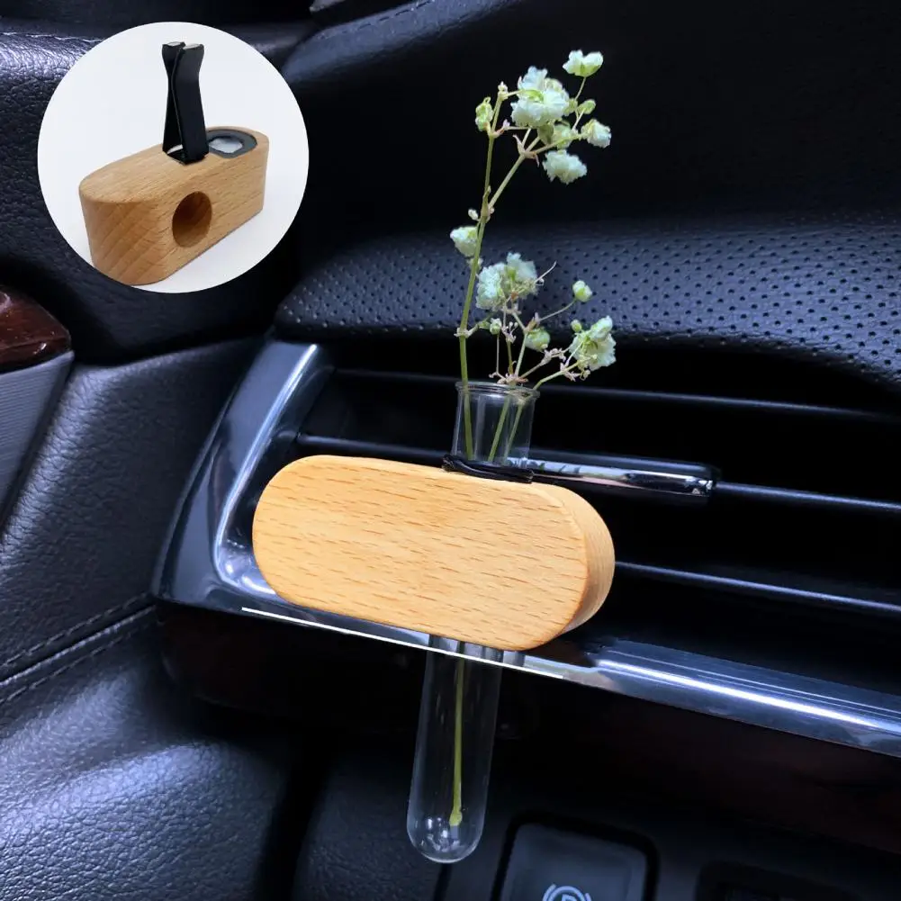 Car Essential Oil Holder Elegant Car Air Outlet Flower Vase Holder with Magnet Wooden Stand Universal Auto Decor Accessory image 6
