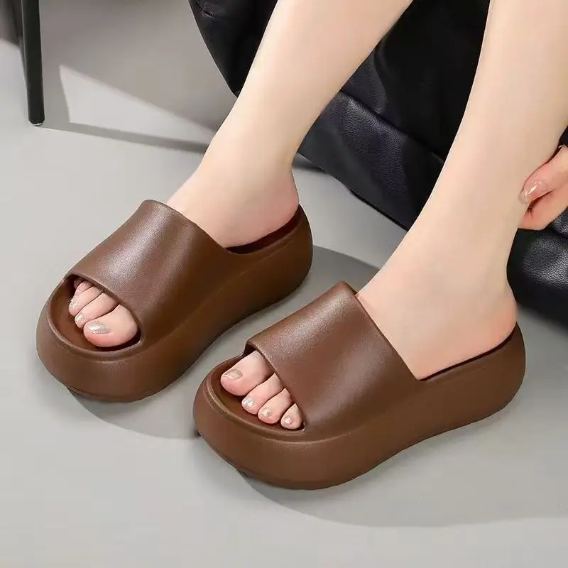 

Women's Summer New Open Toe Thick Sole Slippers Soft Sole Non Slip Lightweight Comfortable Home Slippers Vacation Beach Slipper