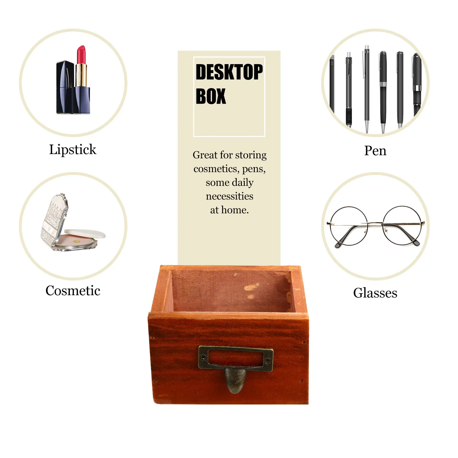 

Vintage Wooden Storage Box Desktop Organizer For Cosmetics Sundries Office Home Decor Drawer Container With Compartments