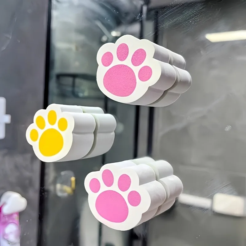 Cat Claw Mirror Wipe Bathroom Makeup Mirror Wipe Cartoon Kitten Claw Bath Scrub Cleaning Sponge Mirror Cleaning Wipes Bathroom