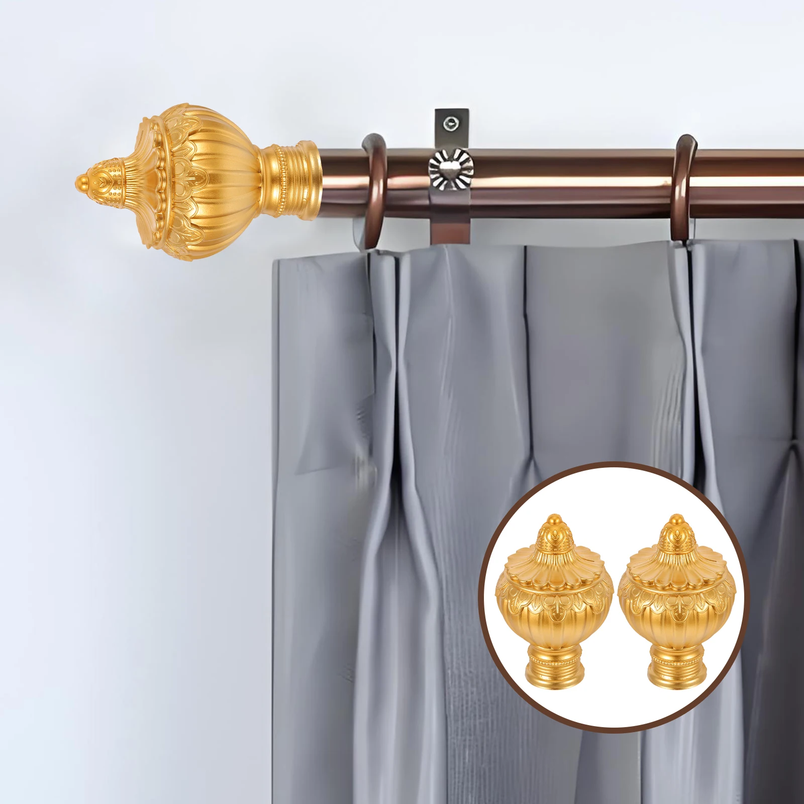 

10Pcs Curtain Rod Ends 26-28mm Stylish Plastic Finials Easy Installation Home Decoration Curtain Rail Ends Plastic