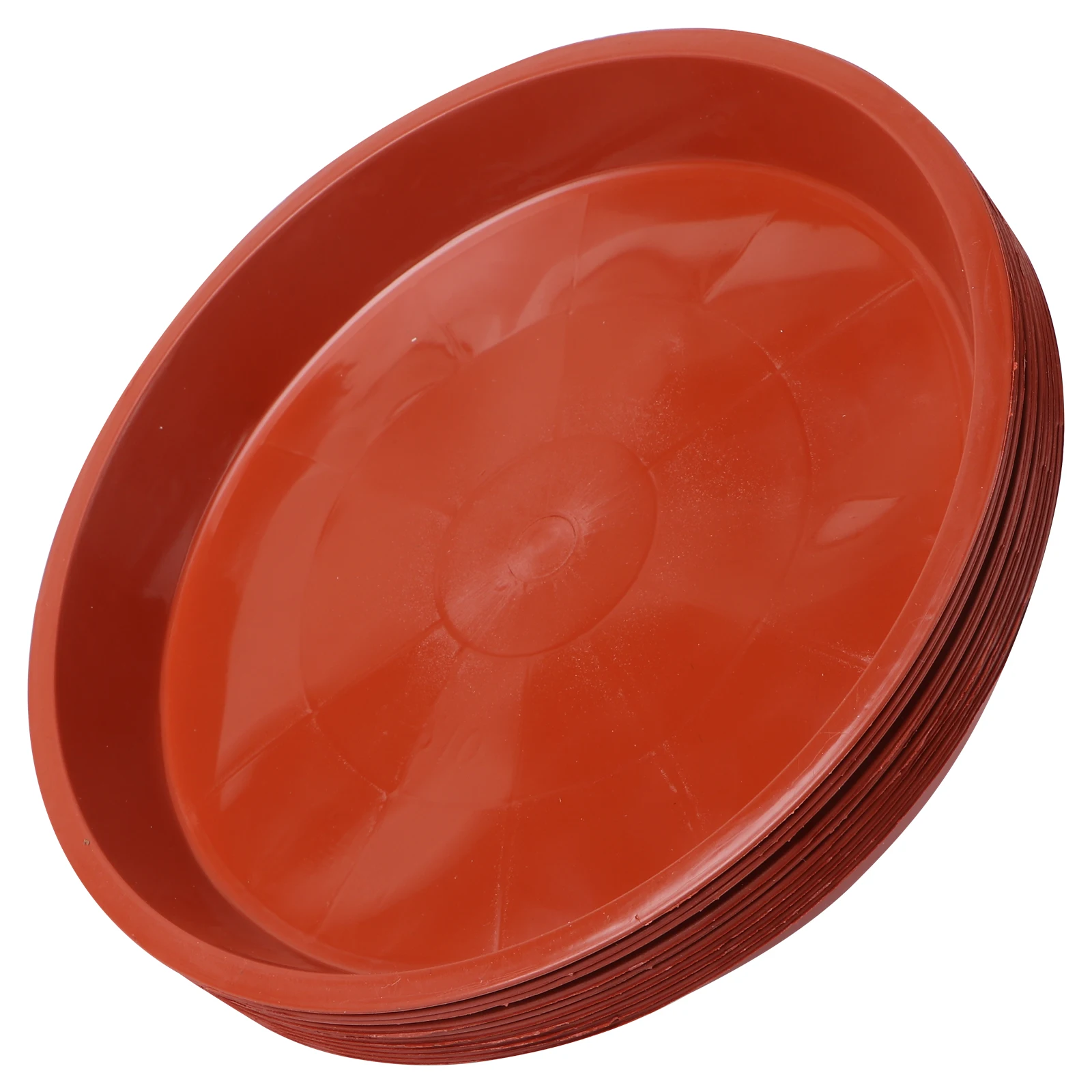 

10 PCS Flat Edge Flower Pot Tray Trays Automatic Water Receiving Planter Bottom Drainage Red Saucer