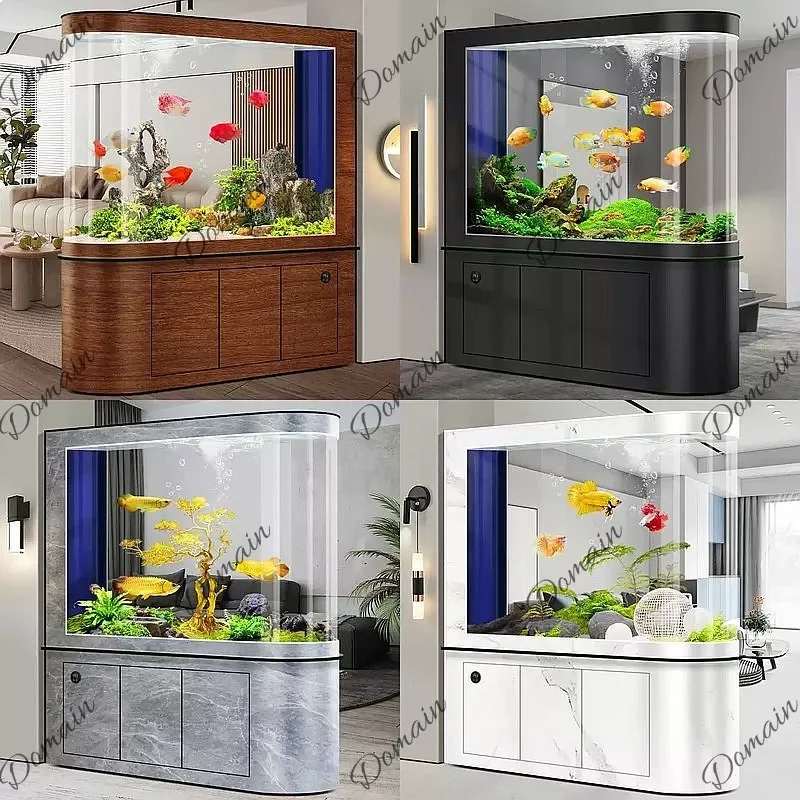 B80 2026 New Large Living Room Screen Divider Bullet Shape Fish Tank Bottom Filter Eco Self-Circulation No Water Change Aquarium