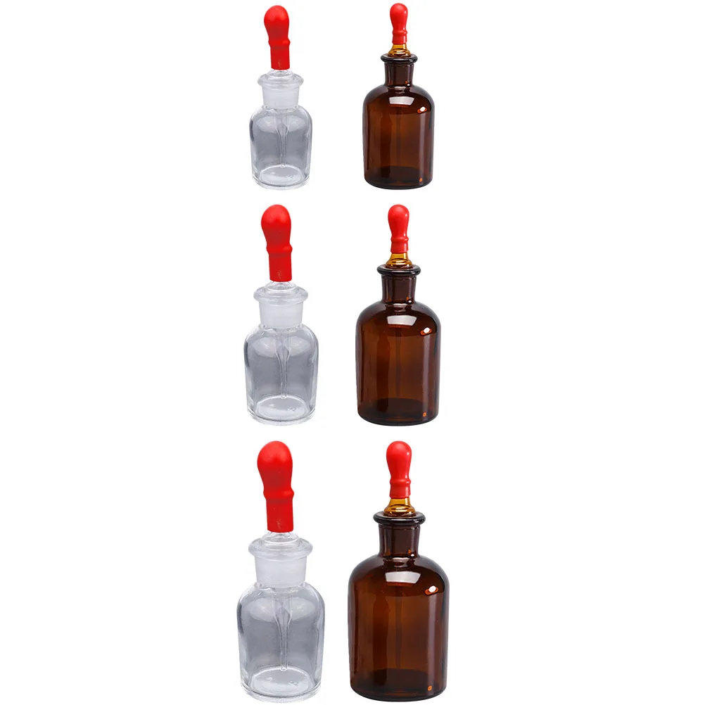 6 Stück Glas-Tropfflasche, weiß, braun, hochwertige, wiederverwendbare, tragbare Aufbewahrungsflasche für ätherische Öle, Laborchemikalien