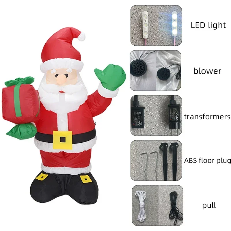 1.35M Inflatable Santa Claus Gift Bag Elderly Decoration New Yard Decoration Party Toys Christmas Inflatable Air Model