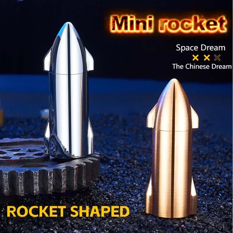 Metal Outdoor Windproof Butane Gas Lighter Creative Rocket Shape Double Blue Flame Torch Jet Cigar Lighter Home Decorations