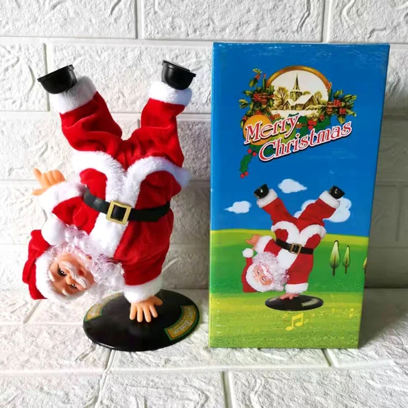 Electric upside down dancing Santa Claus doll with music children's toys ornaments holiday atmosphere Christmas gifts