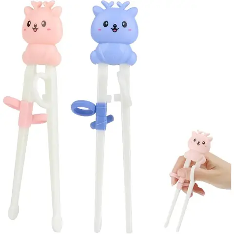 2 Pairs Cartoon Animal Head Kids Training Chopsticks, Baby Safety Learning Eating Chopsticks, Reusable Toddler Tableware, Kids Lunch Accessories