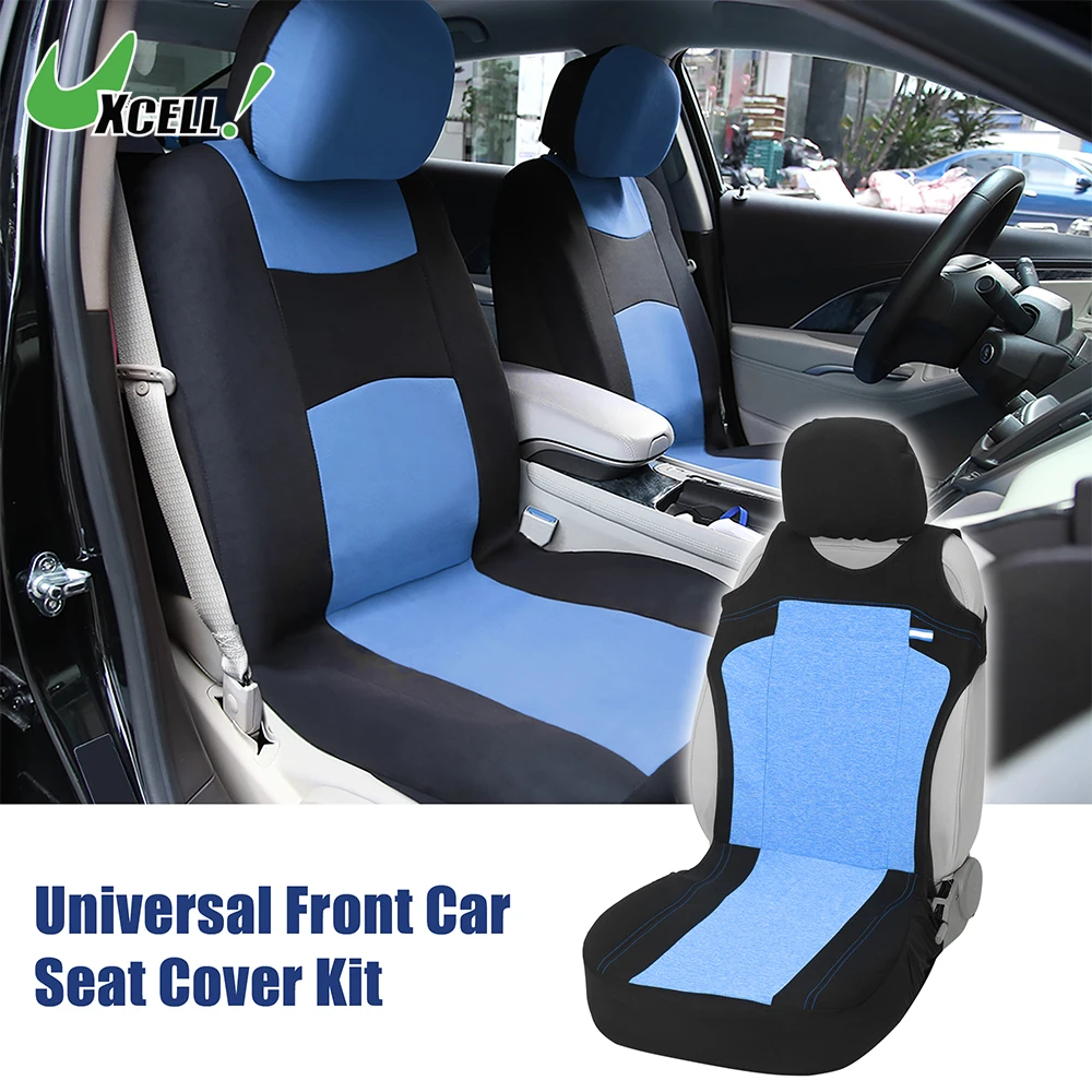 UXCELL Universal Front Car Seat Cover Kit Cloth Fabric Seat Protector Pad Fit for Car Truck SUV Blue