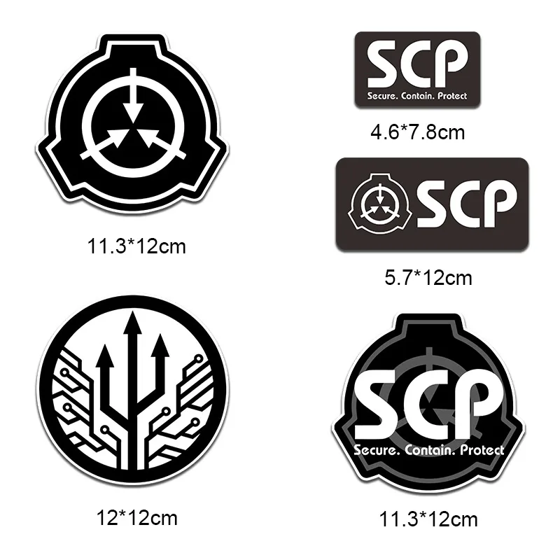 SCP Foundation Stickers 5pcs/Set PVC Adhesive Stickers Motorcycle Helmet Skateboard Luggage Computer Stickers