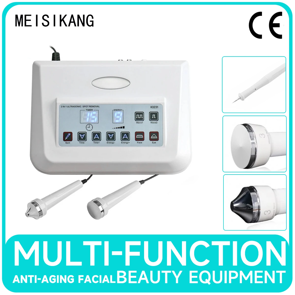 MEISIKANG 3 in 1 Facial Appliance Ultrasound Machine Tattoo Spot Removal Tightening Anti Aging Wrinkle Beauty Devices