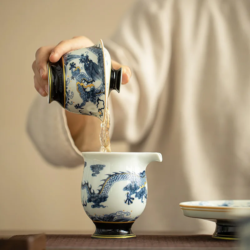 Jingdezhen Blue and White Handmade Cap Bowls, Three Talents Not Hot to Hand, Respecting Tea Bowls, Tea Pots, Brewing