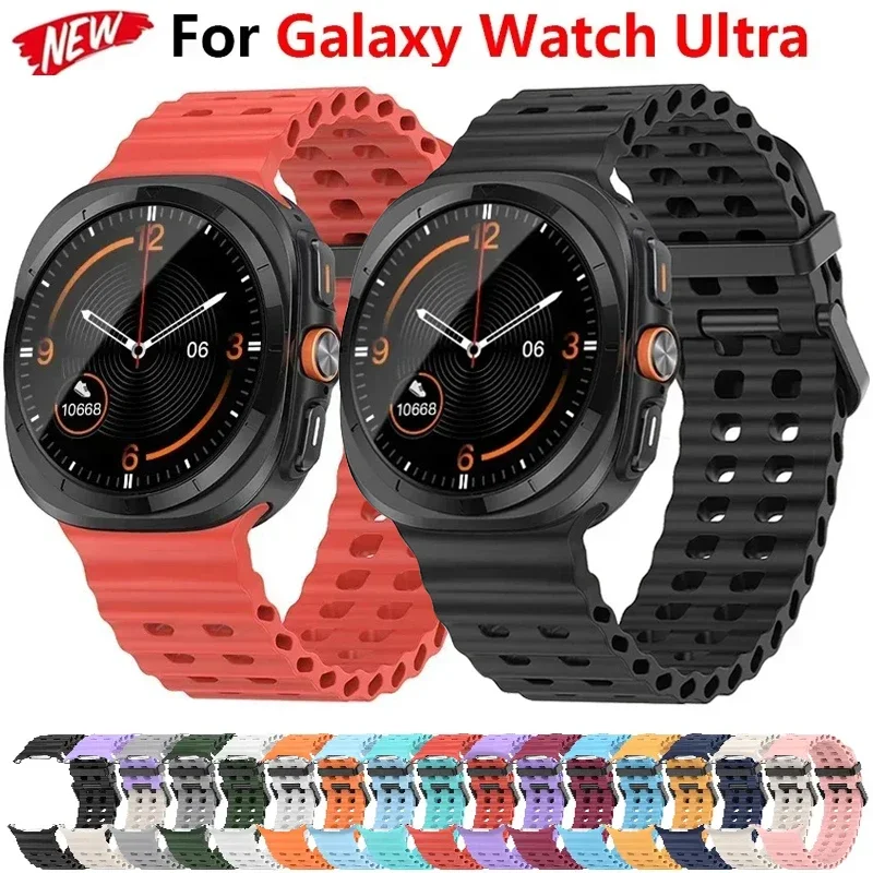 

Новый морской силиконовый ремешок для часов Samsung watch ultra 47 мм, спортивный браслет без зазоров, ремешок для Galaxy Ultra 49 мм, аксессуары для ремешка для часов