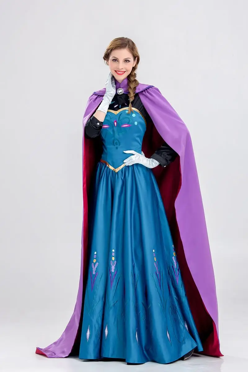 Anna Princess Costume Cosplay Anime Costume Long Dresses With Cloak Halloween Fairy Tale Party Queen Dress Stage Performance Set