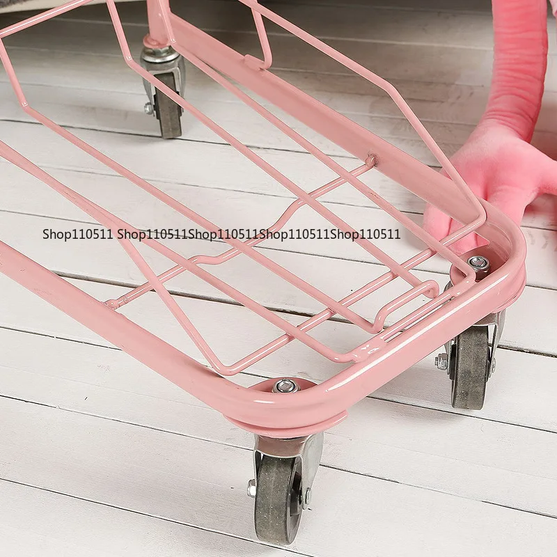Supermarket Double Shopping Cart Doll Clip Machine Pet Snack Shop Yellow Orange Colored Metal Internet Celebrity Pink Cart