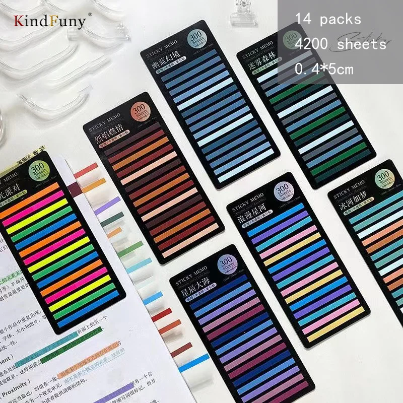 KindFuny 14Packs 4200 Sheets Sticky Index Tabs Notes Memoranda Notebook Page Markers Classify Sticker Office School Stationery