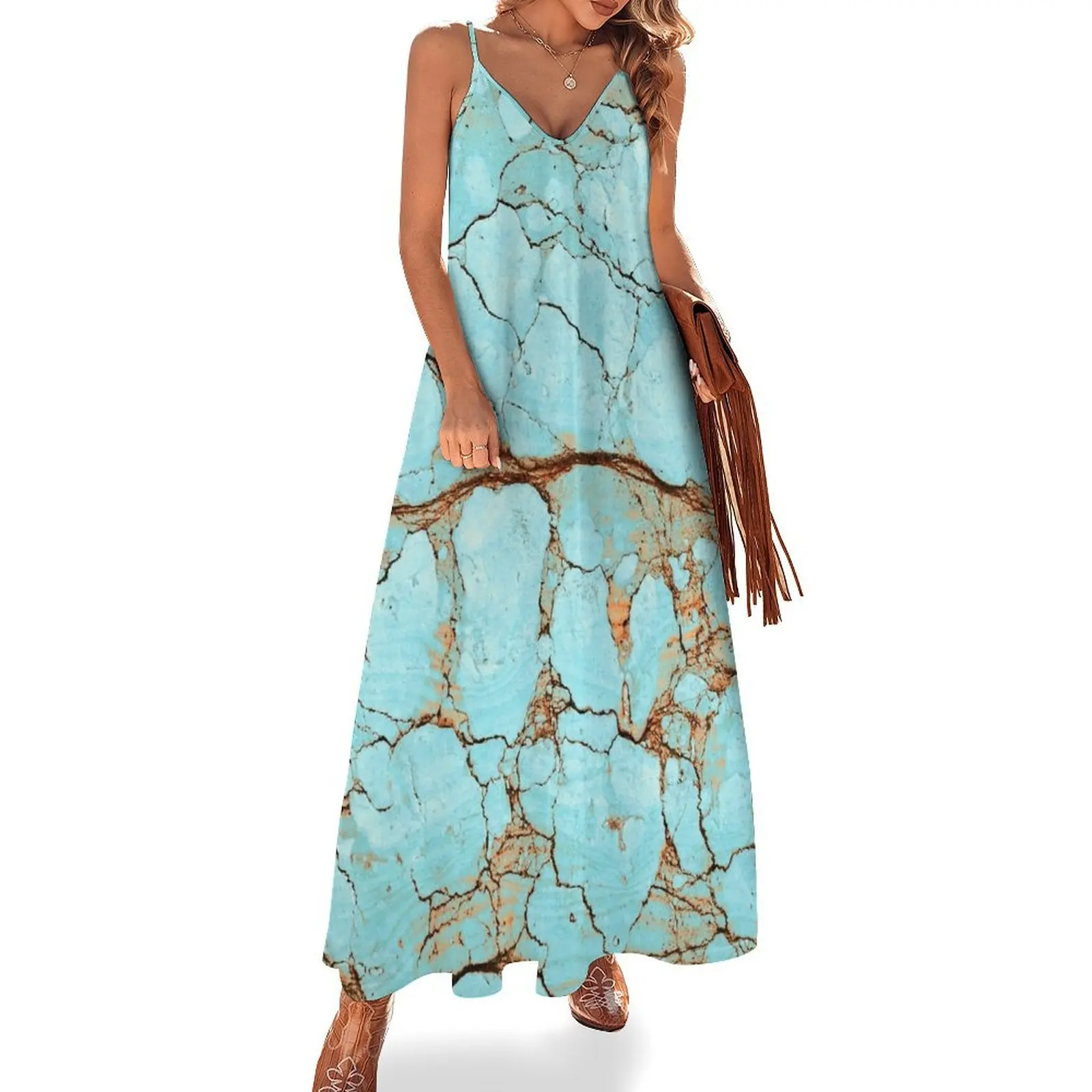 

Rusty Cracked Turquoise Sleeveless Dress Party dresses for women wedding guest dress 2024